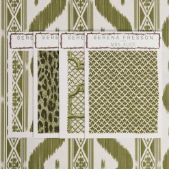 Serena Fresson Fabrics<Mrs. Alice Olive Green Ikat Stripe Fabric