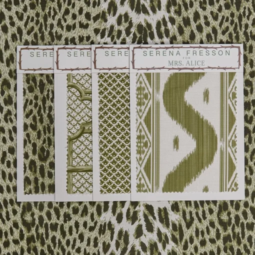 Serena Fresson Fabrics<Mrs. Alice Olive Green Leopard Fabric