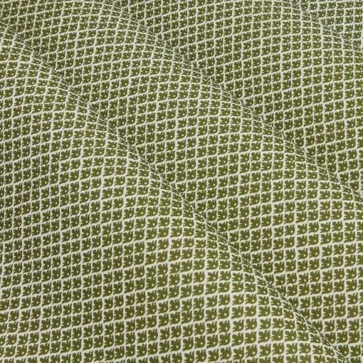 Serena Fresson Fabrics<Mrs. Alice Olive Green Lotus Flower Fabric