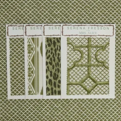 Serena Fresson Fabrics<Mrs. Alice Olive Green Lotus Flower Fabric