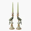 Summer Candleware | Candle Holders<Mrs. Alice Olive Green Parrot Candleholder (Pair)