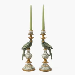 Summer Candleware | Candle Holders<Mrs. Alice Olive Green Parrot Candleholder (Pair)