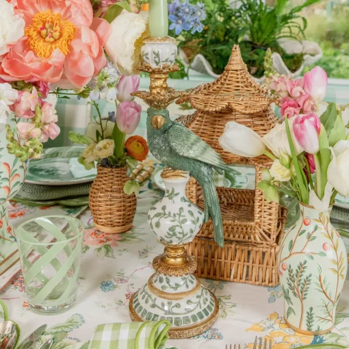Summer Candleware | Candle Holders<Mrs. Alice Olive Green Parrot Candleholder (Pair)