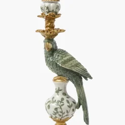 Summer Candleware | Candle Holders<Mrs. Alice Olive Green Parrot Candleholder (Pair)