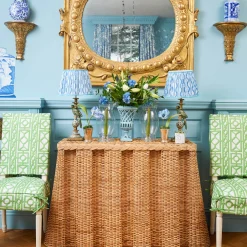 Corded Table Lamps<Mrs. Alice Olive Parrot Lamp with Blue Ikat Shade (30cm)