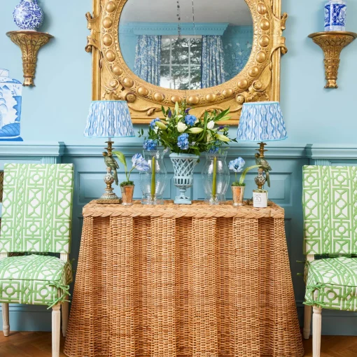 Corded Table Lamps<Mrs. Alice Olive Parrot Lamp with Blue Ikat Shade (30cm)