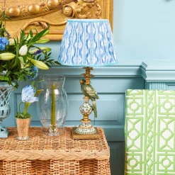 Corded Table Lamps<Mrs. Alice Olive Parrot Lamp with Blue Ikat Shade (30cm)