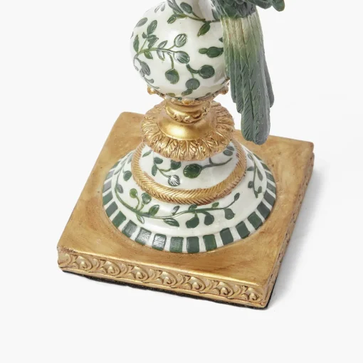 Corded Table Lamps<Mrs. Alice Olive Parrot Lamp with Blue Ikat Shade (30cm)