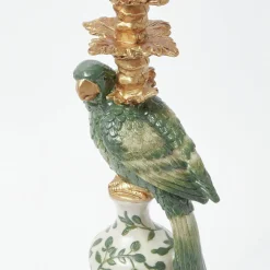Corded Table Lamps<Mrs. Alice Olive Parrot Lamp with Blue Ikat Shade (30cm)
