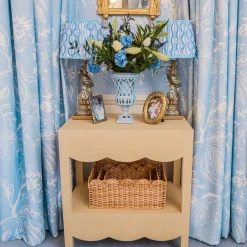 Corded Table Lamps<Mrs. Alice Olive Parrot Lamp with Blue Ikat Shade (30cm)
