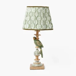 Corded Table Lamps | For Her<Mrs. Alice Olive Parrot Lamp with Olive Ikat Shade (30cm)
