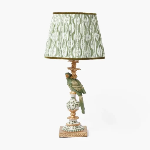 Corded Table Lamps | For Her<Mrs. Alice Olive Parrot Lamp with Olive Ikat Shade (30cm)