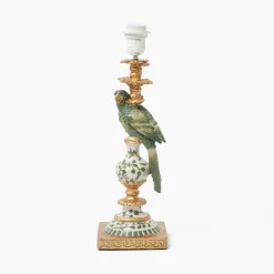 Corded Table Lamps | For Her<Mrs. Alice Olive Parrot Lamp with Olive Ikat Shade (30cm)