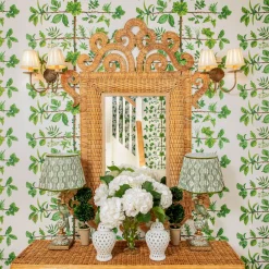 Corded Table Lamps | For Her<Mrs. Alice Olive Parrot Lamp with Olive Ikat Shade (30cm)