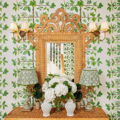 Corded Table Lamps | For Her<Mrs. Alice Olive Parrot Lamp with Olive Ikat Shade (30cm)