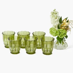 Glasses<Mrs. Alice Olive Scalloped Water Glasses (Set of 6)