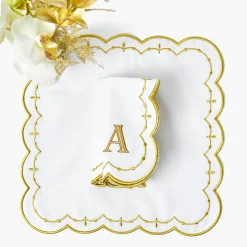 Napkins | Mrs. Alice Monogram<Mrs. Alice Olivia White & Gold Napkins (Set of 4)