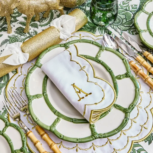 Napkins | Mrs. Alice Monogram<Mrs. Alice Olivia White & Gold Napkins (Set of 4)