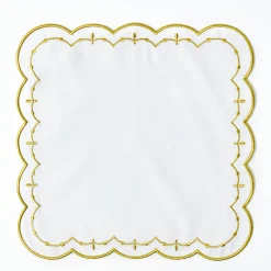 Napkins | Mrs. Alice Monogram<Mrs. Alice Olivia White & Gold Napkins (Set of 4)