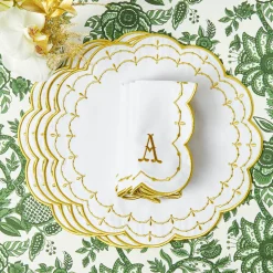 Table Linen Sets | Mrs. Alice Monogram<Mrs. Alice Olivia White & Gold Placemats & Napkins (Set of 4)