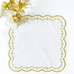 Table Linen Sets | Mrs. Alice Monogram<Mrs. Alice Olivia White & Gold Placemats & Napkins (Set of 4)