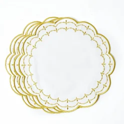 Table Linen Sets | Mrs. Alice Monogram<Mrs. Alice Olivia White & Gold Placemats & Napkins (Set of 4)