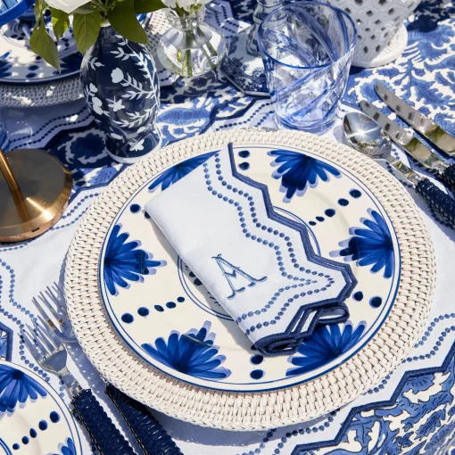 Napkins | Mrs. Alice Monogram<Mrs. Alice Olympia Blue Embroidered Napkins (Set of 4)