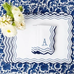 Napkins | Mrs. Alice Monogram<Mrs. Alice Olympia Blue Embroidered Napkins (Set of 4)