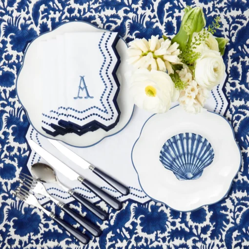 Napkins | Mrs. Alice Monogram<Mrs. Alice Olympia Blue Embroidered Napkins (Set of 4)