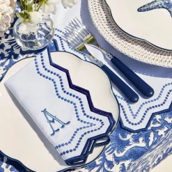 Napkins | Mrs. Alice Monogram<Mrs. Alice Olympia Blue Embroidered Napkins (Set of 4)