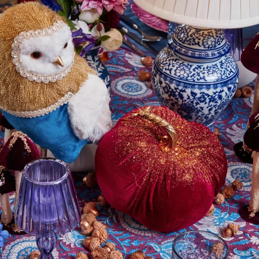 Autumn Decorations<Mrs. Alice Ophelia Blue & Gold Owl (Pair)