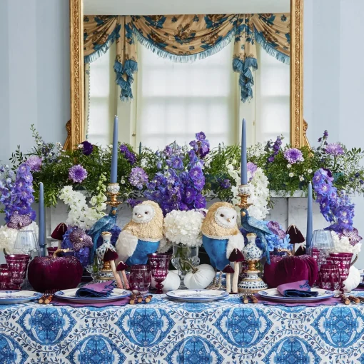 Autumn Decorations<Mrs. Alice Ophelia Blue & Gold Owl (Pair)