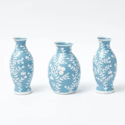 Vases | Vases & Planters<Mrs. Alice Pale Blue Hand Painted Tole Bud Vases (Set of 3)