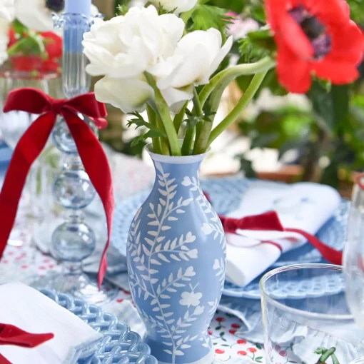Vases | Vases & Planters<Mrs. Alice Pale Blue Hand Painted Tole Bud Vases (Set of 3)