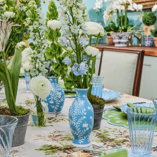 Vases | Vases & Planters<Mrs. Alice Pale Blue Hand Painted Tole Bud Vases (Set of 3)