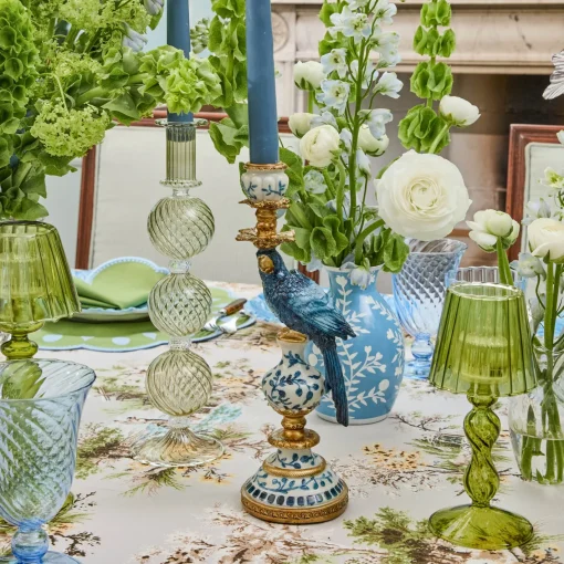 Vases | Vases & Planters<Mrs. Alice Pale Blue Hand Painted Tole Bud Vases (Set of 3)