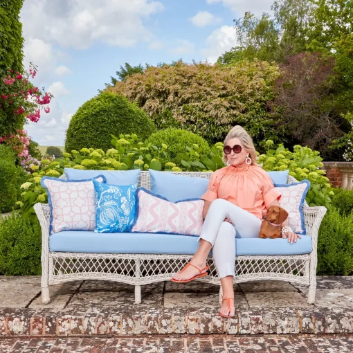Serena Fresson Fabrics<Mrs. Alice Palm Beach Pink Shaded Bamboo Fabric