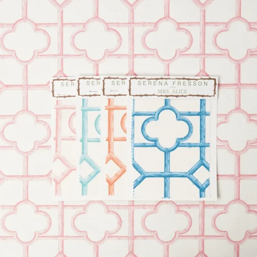 Serena Fresson Fabrics<Mrs. Alice Palm Beach Pink Shaded Bamboo Fabric