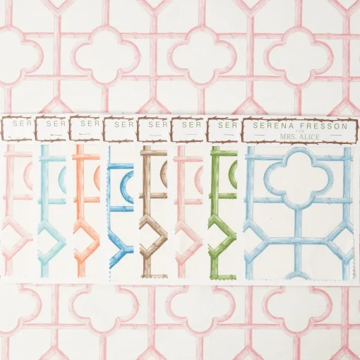 Serena Fresson Fabrics<Mrs. Alice Palm Beach Pink Shaded Bamboo Fabric