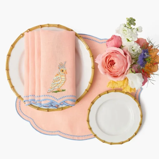 Summer Table Linen | Napkins<Mrs. Alice Parrot Coral Linen Napkins (Set of 4)