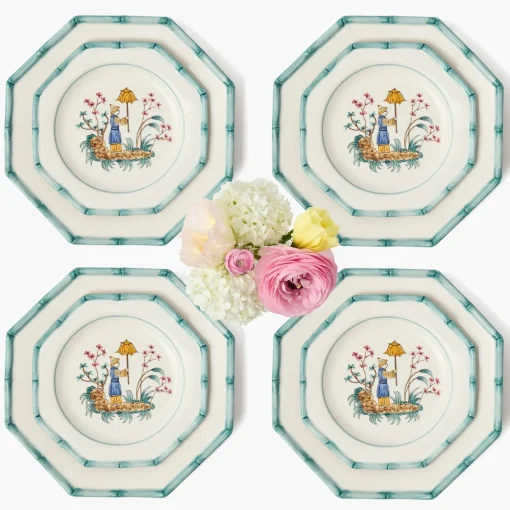 Summer Crockery | Crockery Sets<Mrs. Alice Patricia Blue Bamboo Dinner & Starter Plates (Set of 8)