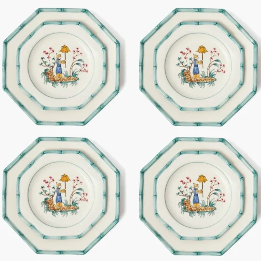 Summer Crockery | Crockery Sets<Mrs. Alice Patricia Blue Bamboo Dinner & Starter Plates (Set of 8)