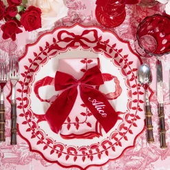 Napkin Rings & Bows | Mrs. Alice Monogram<Mrs. Alice Personalisable Berry Red Velvet Bow