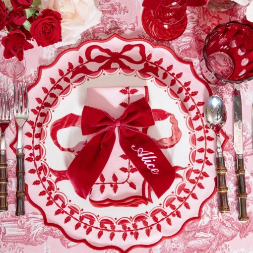 Napkin Rings & Bows | Mrs. Alice Monogram<Mrs. Alice Personalisable Berry Red Velvet Bow