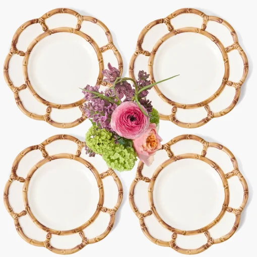 Summer Crockery | Dinner Plates<Mrs. Alice Petal Bamboo Ceramic Dinner Plates (Set of 4)