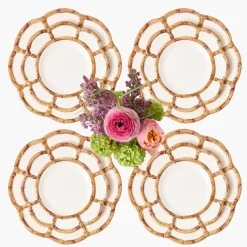 Summer Crockery | Crockery Sets<Mrs. Alice Petal Bamboo Ceramic Dinner & Starter Plates (Set of 8)