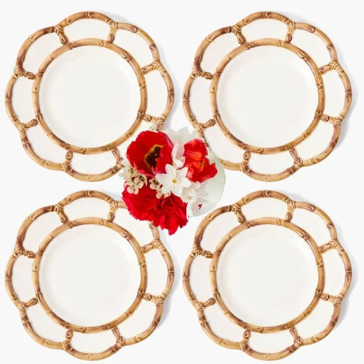 Summer Crockery | Dinner Plates<Mrs. Alice Petal Bamboo Ceramic Dinner Plates (Set of 4)