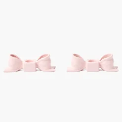 Summer Candleware | Candle Holders<Mrs. Alice Petal Pink Ceramic Bow Candle Holder (Pair)
