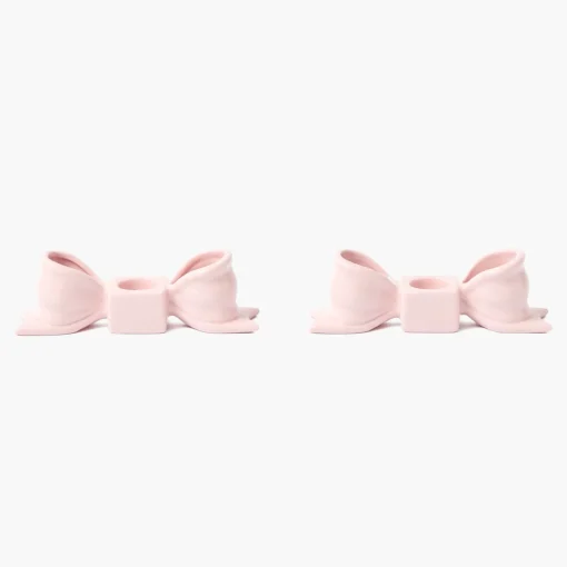 Summer Candleware | Candle Holders<Mrs. Alice Petal Pink Ceramic Bow Candle Holder (Pair)