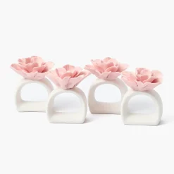 Napkin Rings & Bows | For Her<Mrs. Alice Petal Pink Fiore Napkin Rings (Set of 4)